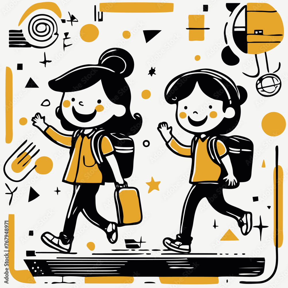 Vector illustration of a back-to-school poster.