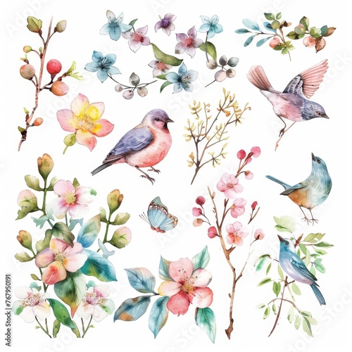 KSpack on the theme of spring in watercolor technique