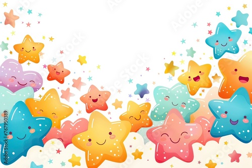 Happy Children's Day greeting card. Cute stars frame. Generative AI.