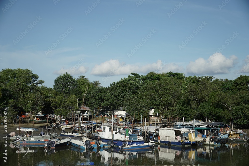 A photo of a fishing village