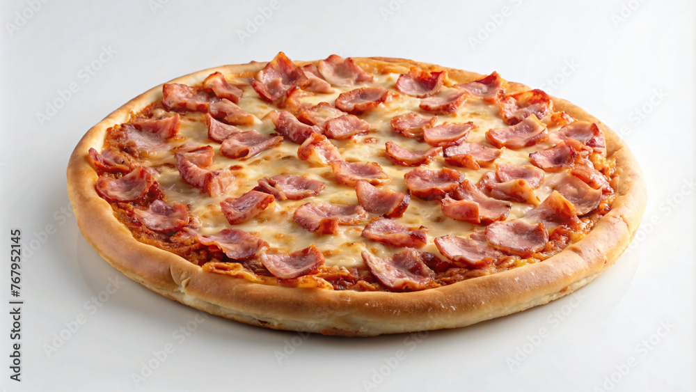 Isolated Pizza on White Background with Delicious Ingredients
