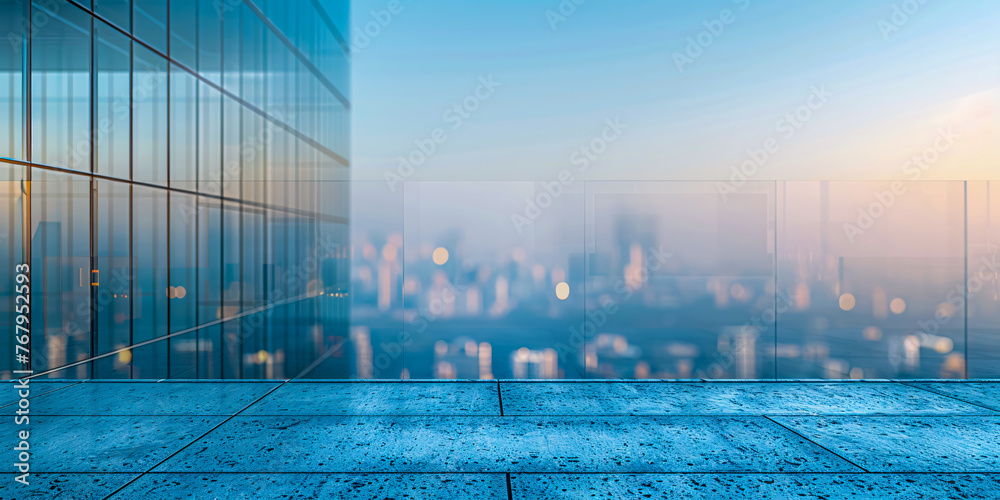 Modern Cityscape View, Empty Urban Skyline, Skyscrapers and Blue Sky, Architectural Design