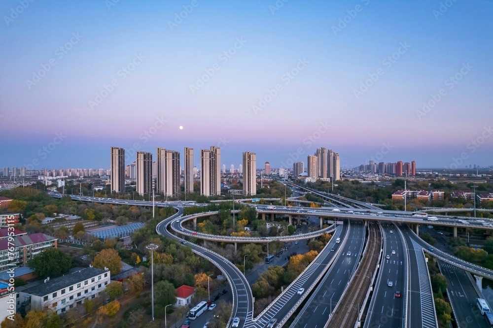 Tianjin Outer Ring Road, China Overlooking the City Center