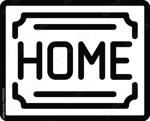 Cozy home doormat icon outline vector. Warm homecoming welcome rug. Floor covering carpet accessory