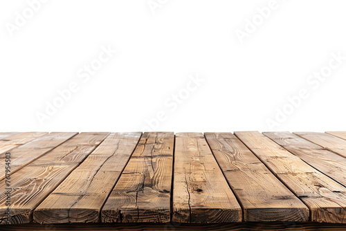 a blank empty wooden table top for product placement cutout, png isolated transparent background