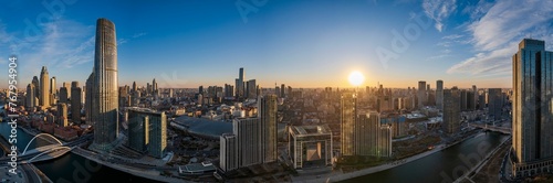 Panoramic view of Taijin cityscape during the sunset in China © Wirestock
