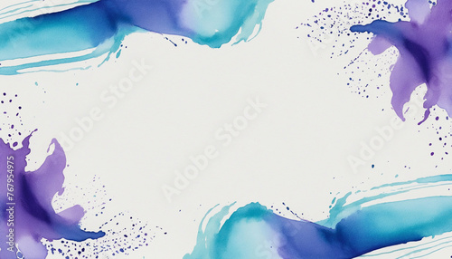 Set of purple and blue swashes, watercolor wave paint abstract border frame for design layout, isolated on a transparent background colorful background photo
