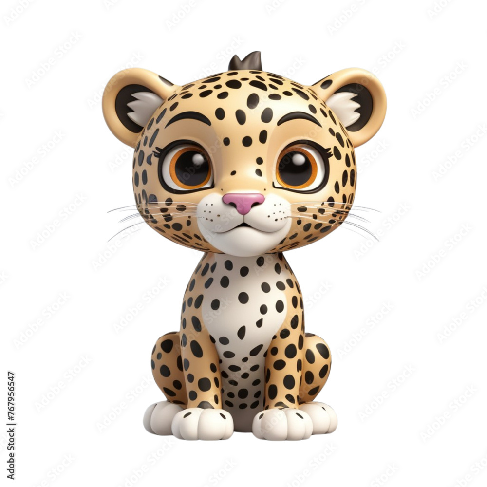 3d rendering of cartoon jaguar on Isolated transparent background png. generated with AI 3d rendering of cartoon jaguar on Isolated transparent background png. generated with AI