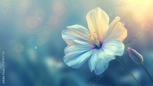 Delicate White and Blue Hibiscus Flowers