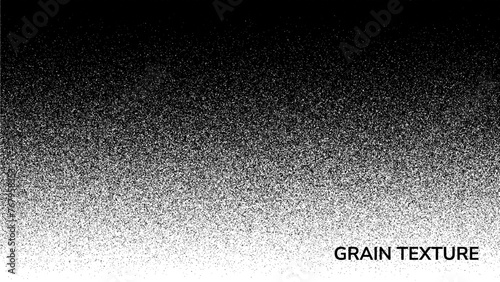 Grain noise texture. Grit sand noise overlay background. Gradient halftone vector texture. Halftone dot and spray effects.