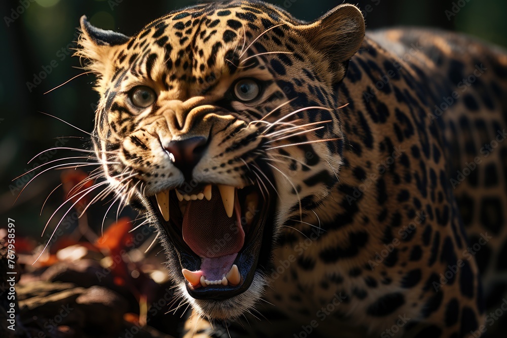 Jaguar hunting with power and accuracy., generative IA