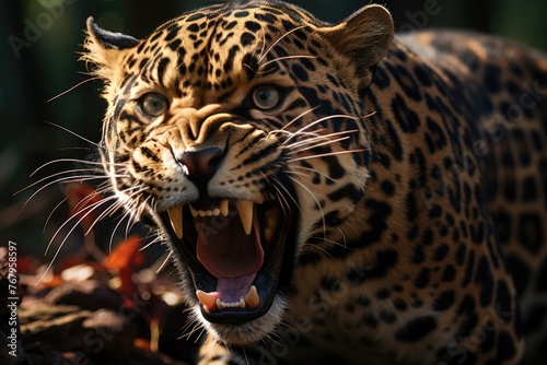 Jaguar hunting with power and accuracy., generative IA