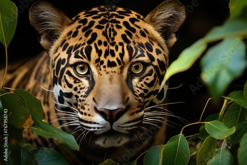 Jaguar in Zoo interacts with visitors.  generative IA