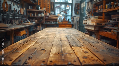 Wooden Table With Various Tools in Factory © olegganko