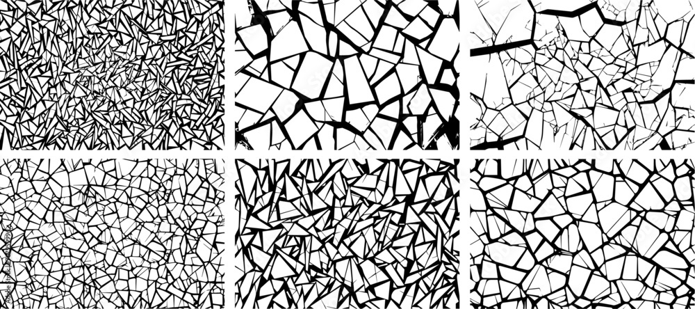 shattered glass pattern texture design in black vector - obrazy, fototapety, plakaty 