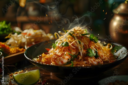 Pad Thai food hot noodles and spicy photo