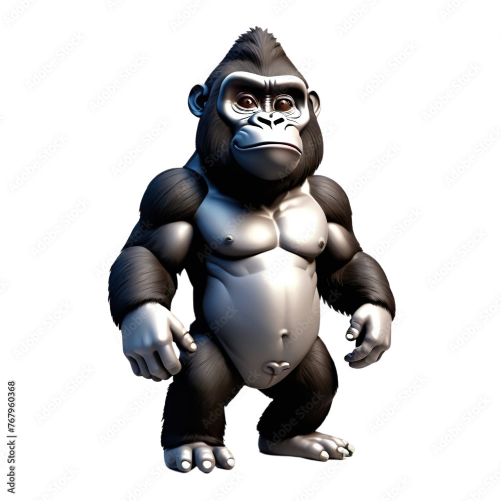 3d rendering of cartoon gorilla on Isolated transparent background png. generated with AI 3d rendering of cartoon gorilla on Isolated transparent background png. generated with AI