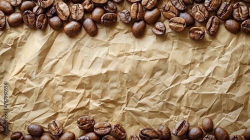Coffee Beans and Leaves on Table