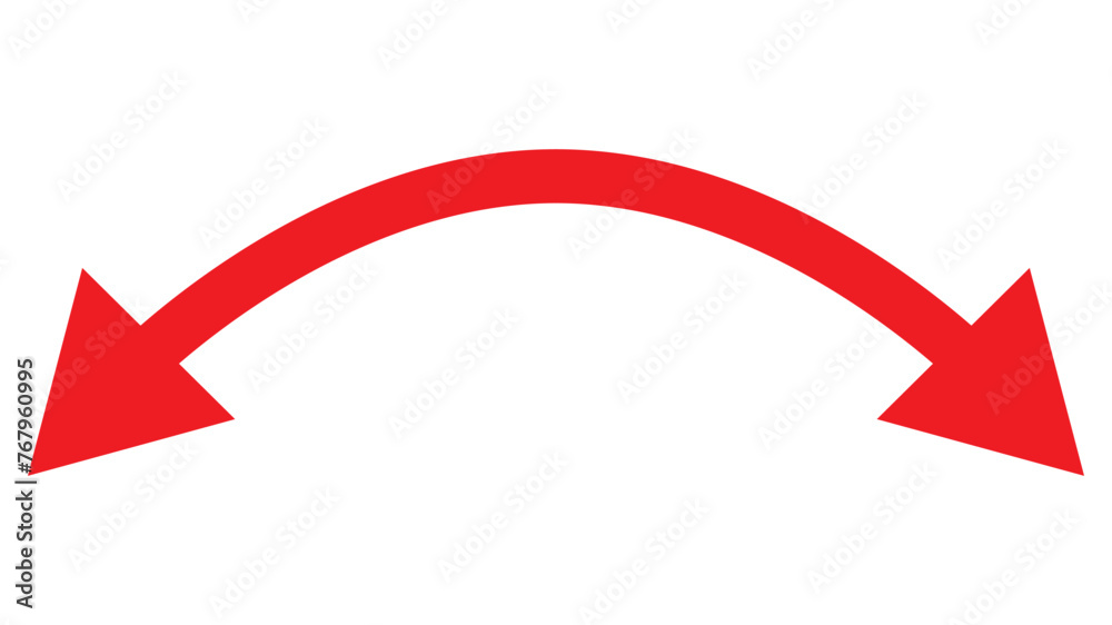 Dual semi circle arrow. Vector illustration. Semicircular curved thin long double ended arrow. Dual sided arrow Vector. - obrazy, fototapety, plakaty 
