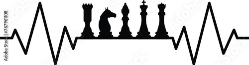 Chess Heartbeat Vector Illustration, Chess Player Quote, Chessmen, Game, Competition