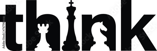 Think Chess Vector Illustration, Chess Player Quote, Chessmen, Game, Competition photo