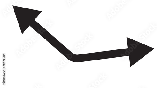 Dual semi circle arrow. Vector illustration. Semicircular curved thin long double ended arrow. Dual sided arrow Vector. photo