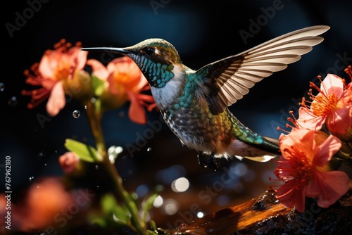 Exuberant hummingbird on bird TV show., generative IA