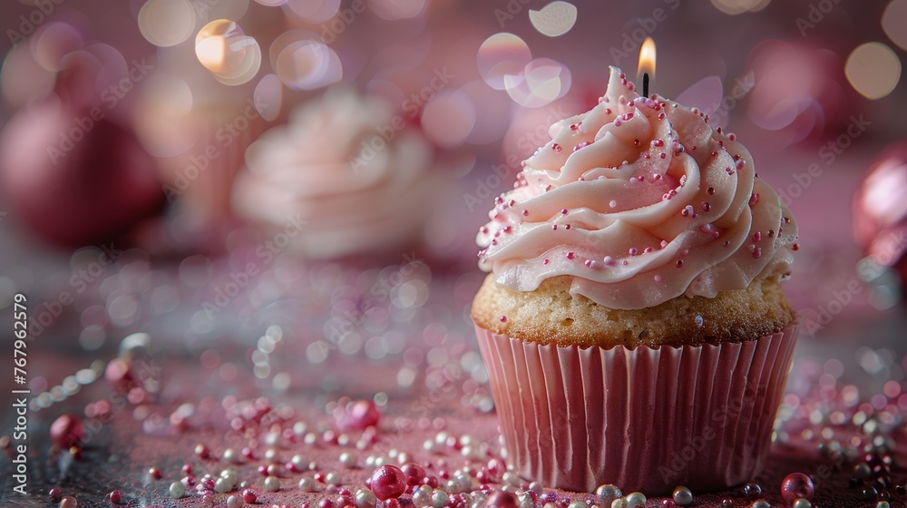 Obraz premium Cupcake With Candle