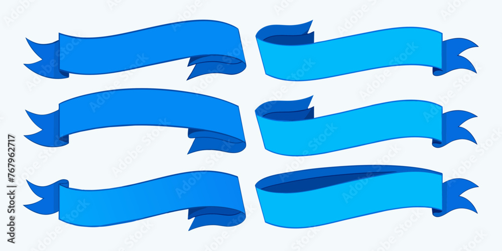 set of blue editable ribbon banner vector use anywhere for enhance creativity