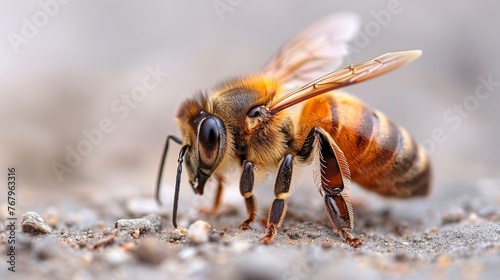 Bee Sitting on Pink Flower