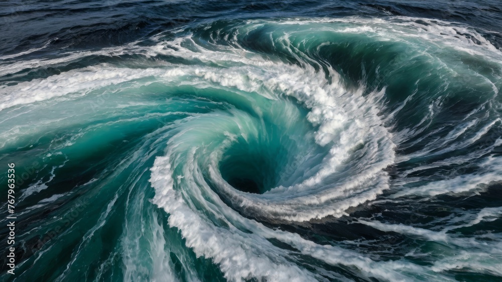 Witness the mesmerizing meeting of river and sea waves during high and low tides, creating whirlpools in the maelstrom of Saltstraumen, Nordland, Norway. - obrazy, fototapety, plakaty 