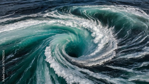 Witness the mesmerizing meeting of river and sea waves during high and low tides, creating whirlpools in the maelstrom of Saltstraumen, Nordland, Norway. photo