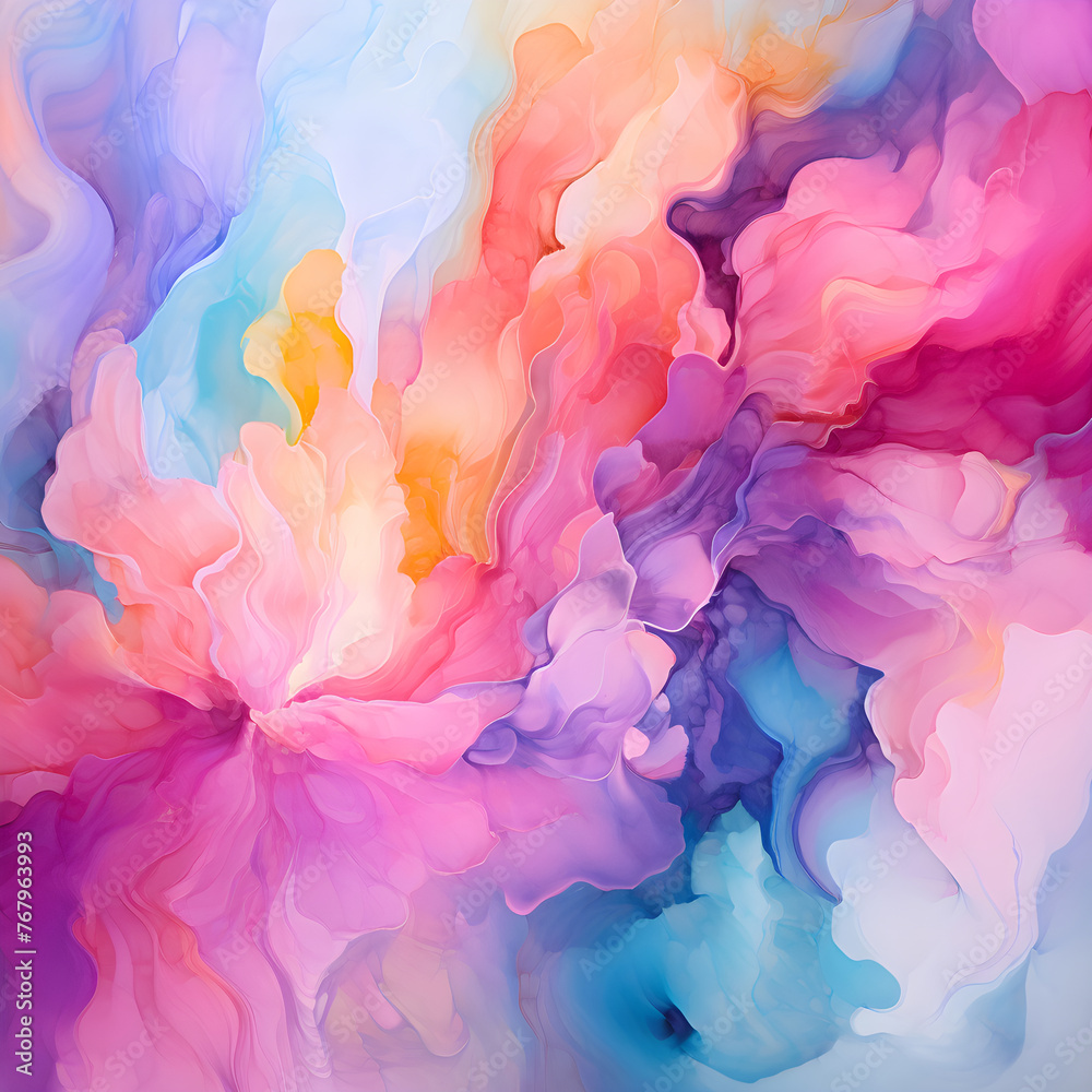 Bright and Vibrant Multicolored Abstract Background Creating a Harmonious Blend of Flowing Colors