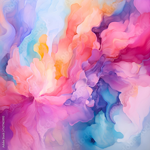 Bright and Vibrant Multicolored Abstract Background Creating a Harmonious Blend of Flowing Colors