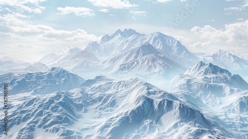 Snowy Mountain Range Painting, outdoors
