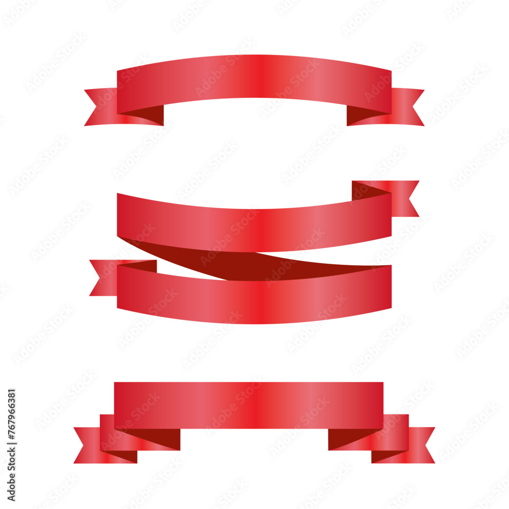 Red Silk Ribbons and White Background with Gradient Mesh, Vector Illustration Red Silk Ribbons and White Background with Gradient Mesh, Vector Illustration