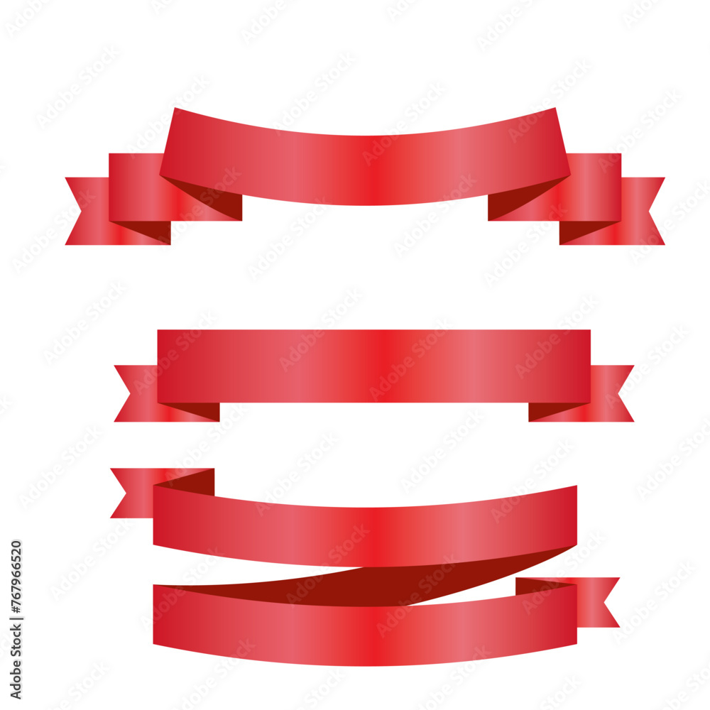 Red Silk Ribbons and White Background with Gradient Mesh, Vector Illustration