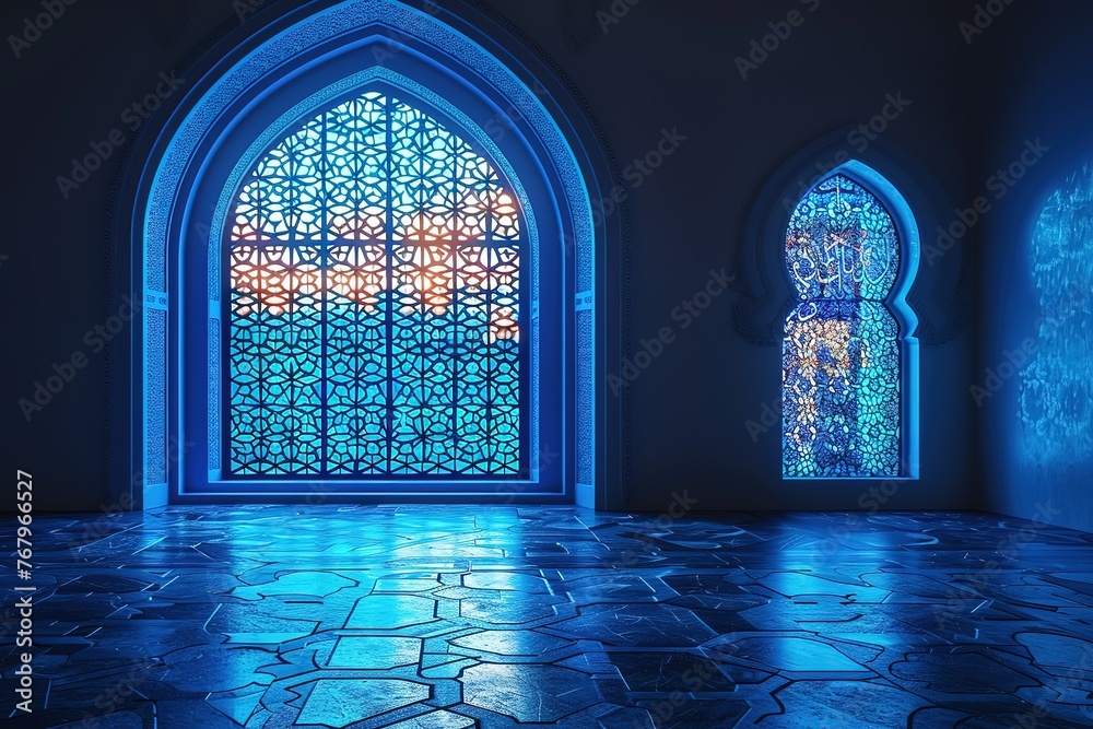 a close-up of a room with a large window and a tiled floor a close-up of a room with a large window and a tiled floor