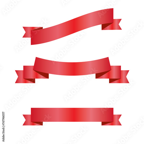 Red Silk Ribbons and White Background with Gradient Mesh, Vector Illustration