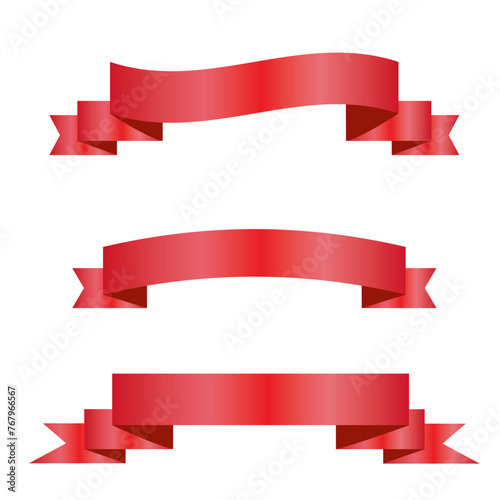 Red Silk Ribbons and White Background with Gradient Mesh, Vector Illustration