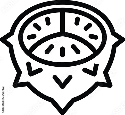 Spiked halved jelly melon icon outline vector. African food. Ripe juicy horned cucumber