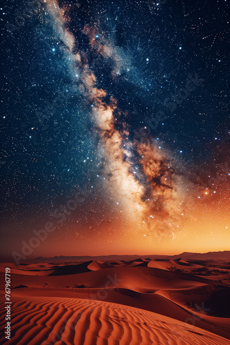 beautiful night sky with stars and milky way in the desert