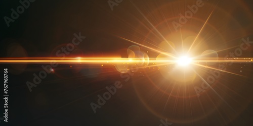 A yellow lens flare with a black background