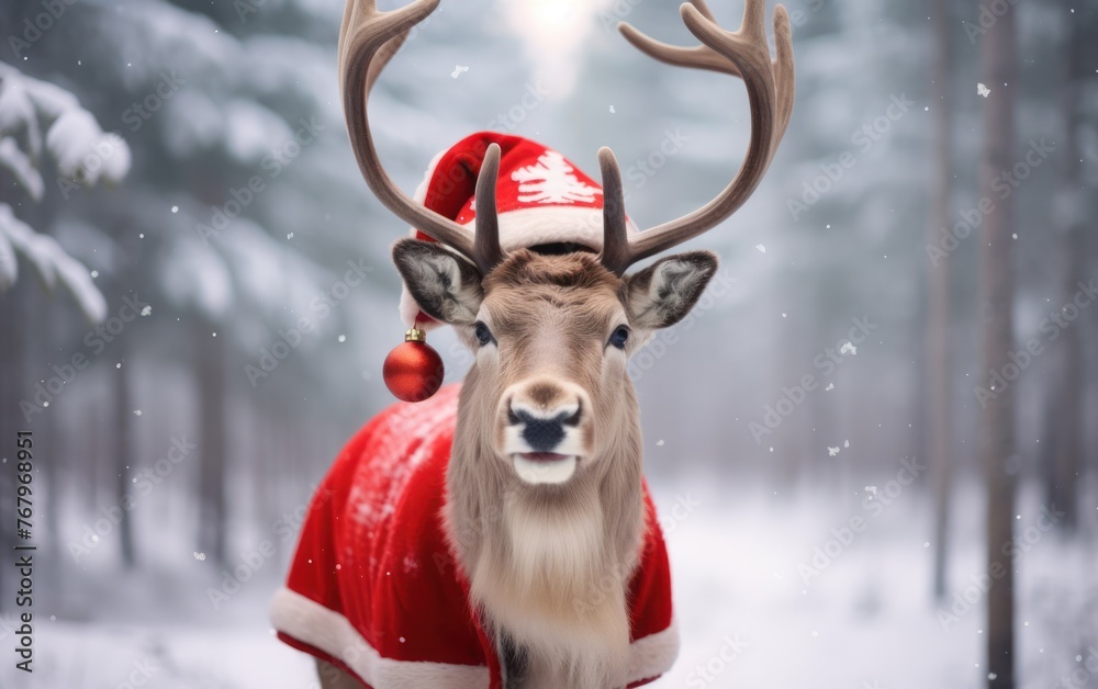reindeer, christmas, santa, hat reindeer, christmas, santa, hat