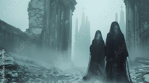 two people wearing black robes photo