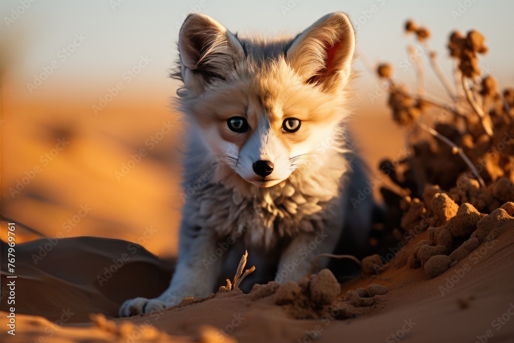 Desert fox hunting in the dunes., generative IA