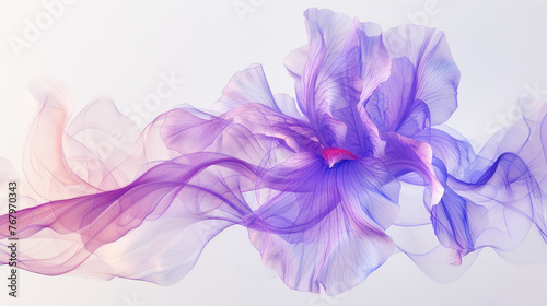 Purple blue iris flower on a black background.Generative AI