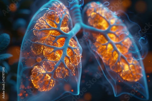 A close - up 3D rendering of a tumor affecting the airways in the lungs, emphasizing the complexities of respiratory tumors