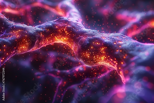 : A close - up 3D visualization of microscopic blood vessels in the lining of the human stomach, highlighting futuristic medical