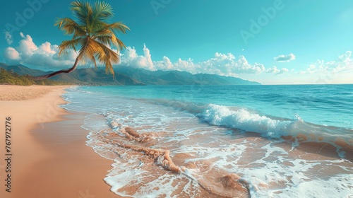 Palm Tree on Beach Painting